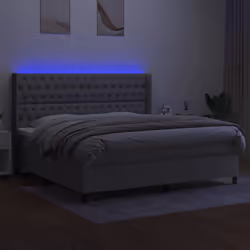 vidaXL Letto a Molle Materasso e LED Grigio Chiaro 200x200 cm Tessuto - Vista aggiuntiva 3