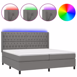 vidaXL Letto a Molle Materasso e LED Grigio Scuro 200x200cm in Tessuto - Vista aggiuntiva 2