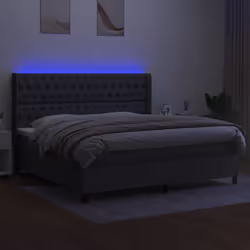 vidaXL Letto a Molle Materasso e LED Grigio Scuro 200x200cm in Tessuto - Vista aggiuntiva 3