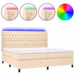 vidaXL Letto a Molle Materasso e LED bianco 200x200cm in Tessuto - Vista aggiuntiva 2