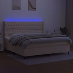 vidaXL Letto a Molle Materasso e LED bianco 200x200cm in Tessuto - Vista aggiuntiva 3