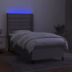 vidaXL Letto a Molle Materasso e LED Grigio Chiaro 80x200 cm Tessuto - Vista aggiuntiva 3