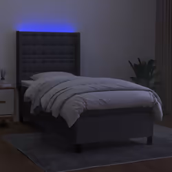 Letto a Molle Materasso e LED Grigio Scuro 90x190 cm in Tessutocod mxl 99335 - Vista aggiuntiva 3