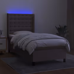 vidaXL Letto a Molle con Materasso e LED Tortora 90x200 cm in Tessuto - Vista aggiuntiva 3