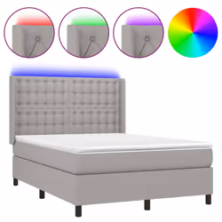 Letto a Molle Materasso e LED Grigio Chiaro 140x190 cm Tessutocod mxl 99337 - Vista aggiuntiva 2