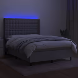 Letto a Molle Materasso e LED Grigio Chiaro 140x190 cm Tessutocod mxl 99337 - Vista aggiuntiva 3