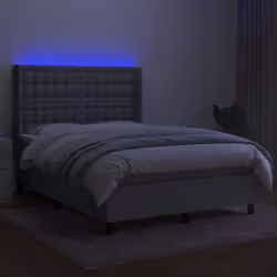 vidaXL Letto a Molle Materasso e LED Grigio Chiaro 140x200 cm Tessuto - Vista aggiuntiva 3