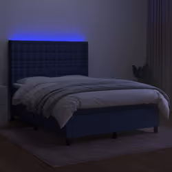 vidaXL Letto a Molle con Materasso e LED Blu 140x200 cm in Tessuto - Vista aggiuntiva 3