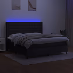vidaXL Letto a Molle con Materasso e LED Nero 160x200 cm in Tessuto - Vista aggiuntiva 3