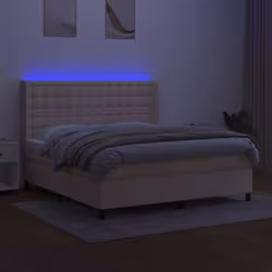Letto a Molle con Materasso e LED Crema 160x200 cm in Tessutocod mxl 123281 - Vista aggiuntiva 3