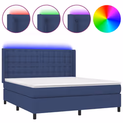 vidaXL Letto a Molle con Materasso e LED Blu 160x200 cm in Tessuto - Vista aggiuntiva 2