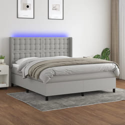 vidaXL Letto a Molle Materasso e LED Grigio Chiaro 180x200 cm Tessuto