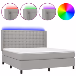 vidaXL Letto a Molle Materasso e LED Grigio Chiaro 180x200 cm Tessuto - Vista aggiuntiva 2