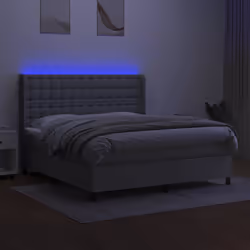 vidaXL Letto a Molle Materasso e LED Grigio Chiaro 180x200 cm Tessuto - Vista aggiuntiva 3