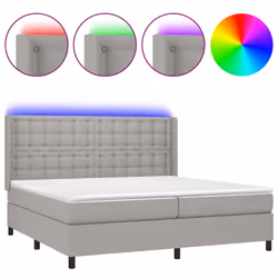 vidaXL Letto a Molle Materasso e LED Grigio Chiaro 200x200 cm Tessuto - Vista aggiuntiva 2