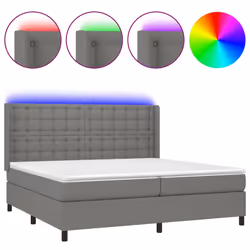 vidaXL Letto a Molle Materasso e LED Grigio Scuro 200x200cm in Tessuto - Vista aggiuntiva 2