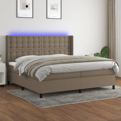 vidaXL Letto a Molle Materasso e LED tortora 200x200cm in Tessuto