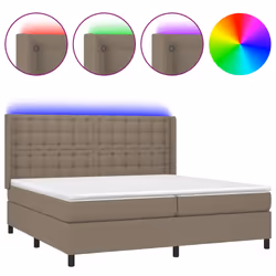 vidaXL Letto a Molle Materasso e LED tortora 200x200cm in Tessuto - Vista aggiuntiva 2