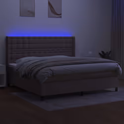 vidaXL Letto a Molle Materasso e LED tortora 200x200cm in Tessuto - Vista aggiuntiva 3