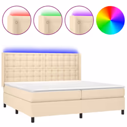 vidaXL Letto a Molle Materasso e LED bianco 200x200cm in Tessuto - Vista aggiuntiva 2