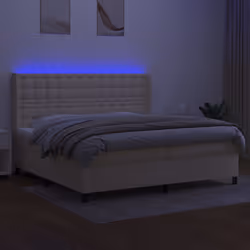 vidaXL Letto a Molle Materasso e LED bianco 200x200cm in Tessuto - Vista aggiuntiva 3