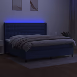vidaXL Letto a Molle Materasso e LED Blu 200x200cm in Tessuto - Vista aggiuntiva 3