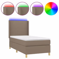 vidaXL Letto a Molle con Materasso e LED Tortora 80x200 cm in Tessuto - Vista aggiuntiva 2