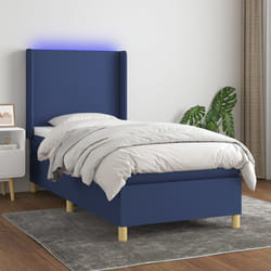 vidaXL Letto a Molle con Materasso e LED Blu 90x200 cm in Tessuto