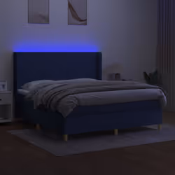 vidaXL Letto a Molle con Materasso e LED Blu 180x200 cm in Tessuto - Vista aggiuntiva 3