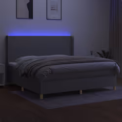 vidaXL Letto a Molle Materasso e LED Grigio Chiaro 200x200 cm Tessuto - Vista aggiuntiva 3