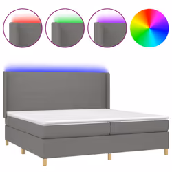 vidaXL Letto a Molle Materasso e LED Grigio Scuro 200x200cm in Tessuto - Vista aggiuntiva 2