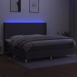 vidaXL Letto a Molle Materasso e LED Grigio Scuro 200x200cm in Tessuto - Vista aggiuntiva 3