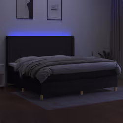 vidaXL Letto a Molle Materasso e LED Nero 200x200cm in Tessuto - Vista aggiuntiva 3