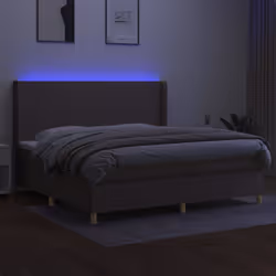 vidaXL Letto a Molle Materasso e LED tortora 200x200cm in Tessuto - Vista aggiuntiva 3