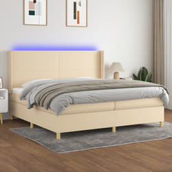 vidaXL Letto a Molle Materasso e LED bianco 200x200cm in Tessuto