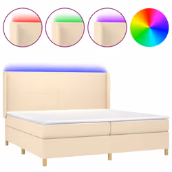 vidaXL Letto a Molle Materasso e LED bianco 200x200cm in Tessuto - Vista aggiuntiva 2