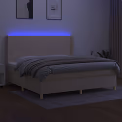vidaXL Letto a Molle Materasso e LED bianco 200x200cm in Tessuto - Vista aggiuntiva 3