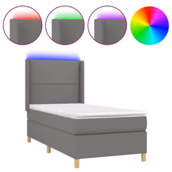 vidaXL Letto a Molle Materasso e LED Grigio Scuro 90x190 cm in Tessuto - Vista aggiuntiva 2
