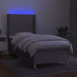 vidaXL Letto a Molle Materasso e LED Grigio Chiaro 90x200 cm Tessuto - Vista aggiuntiva 3
