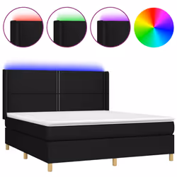 Letto a Molle con Materasso e LED Nero 160x200 cm in Tessutocod mxl 123293 - Vista aggiuntiva 2