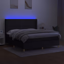 Letto a Molle con Materasso e LED Nero 160x200 cm in Tessutocod mxl 123293 - Vista aggiuntiva 3