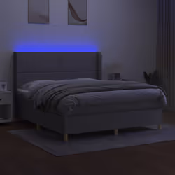 vidaXL Letto a Molle Materasso e LED Grigio Chiaro 180x200 cm Tessuto - Vista aggiuntiva 3