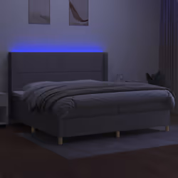 vidaXL Letto a Molle Materasso e LED Grigio Chiaro 200x200 cm Tessuto - Vista aggiuntiva 2