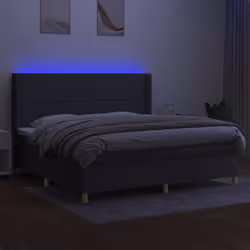 vidaXL Letto a Molle Materasso e LED Grigio Scuro 200x200cm in Tessuto - Vista aggiuntiva 3