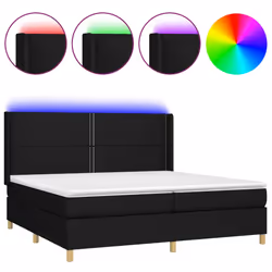 vidaXL Letto a Molle Materasso e LED Nero 200x200cm in Tessuto - Vista aggiuntiva 2