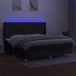 vidaXL Letto a Molle Materasso e LED Nero 200x200cm in Tessuto - Vista aggiuntiva 3