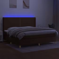 vidaXL Letto a Molle Materasso e LED MarroneScuro 200x200cm in Tessuto - Vista aggiuntiva 3