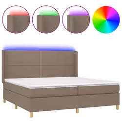 vidaXL Letto a Molle Materasso e LED tortora 200x200cm in Tessuto - Vista aggiuntiva 2