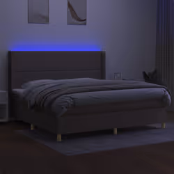 vidaXL Letto a Molle Materasso e LED tortora 200x200cm in Tessuto - Vista aggiuntiva 3