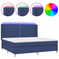 vidaXL Letto a Molle Materasso e LED Blu 200x200cm in Tessuto - Vista aggiuntiva 2